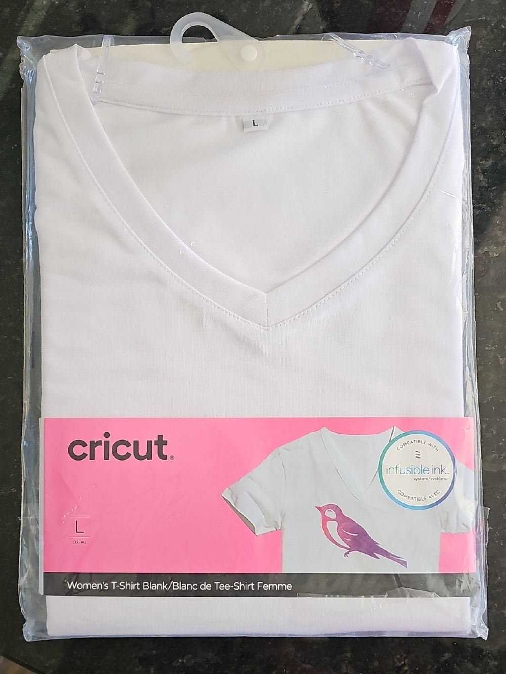 Cricut Women's White V-Neck Tee - White - Large Infusible Ink